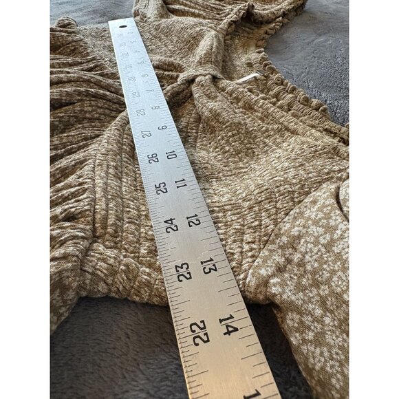 Free People Women's Ditsy Floral Peasant Crop Top XS Olive Green Bohemian Boho - Picture 6 of 7